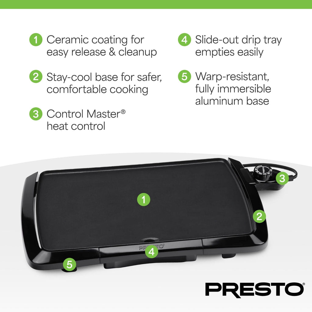 Presto 10.5x16-Inch Ceramic Nonstick Electric Griddle